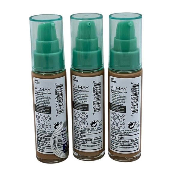 Almay Clear Complexion Salicylic Acid Prebiotic Foundation Makeup 300 Naked 3PK - Picture 3 of 4